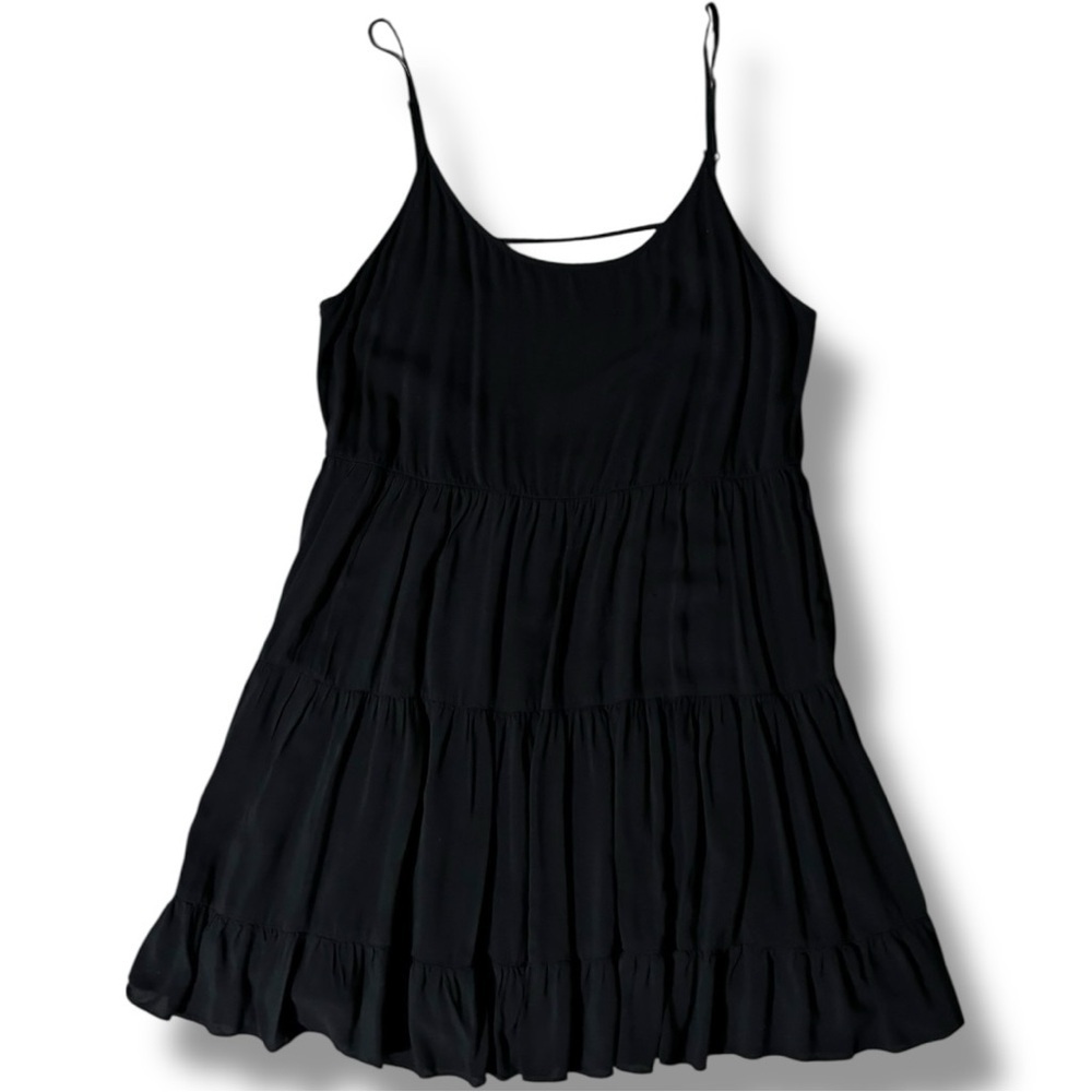 Talula Classic Black Sleeveless Skinny Strap Tiered Empire Waist Mini Dress - Picture 16 of 16